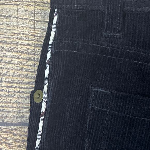 Burberry Corduroy Pants Black Nova Check Side Stripe Size 6 - Picture 7 of 12